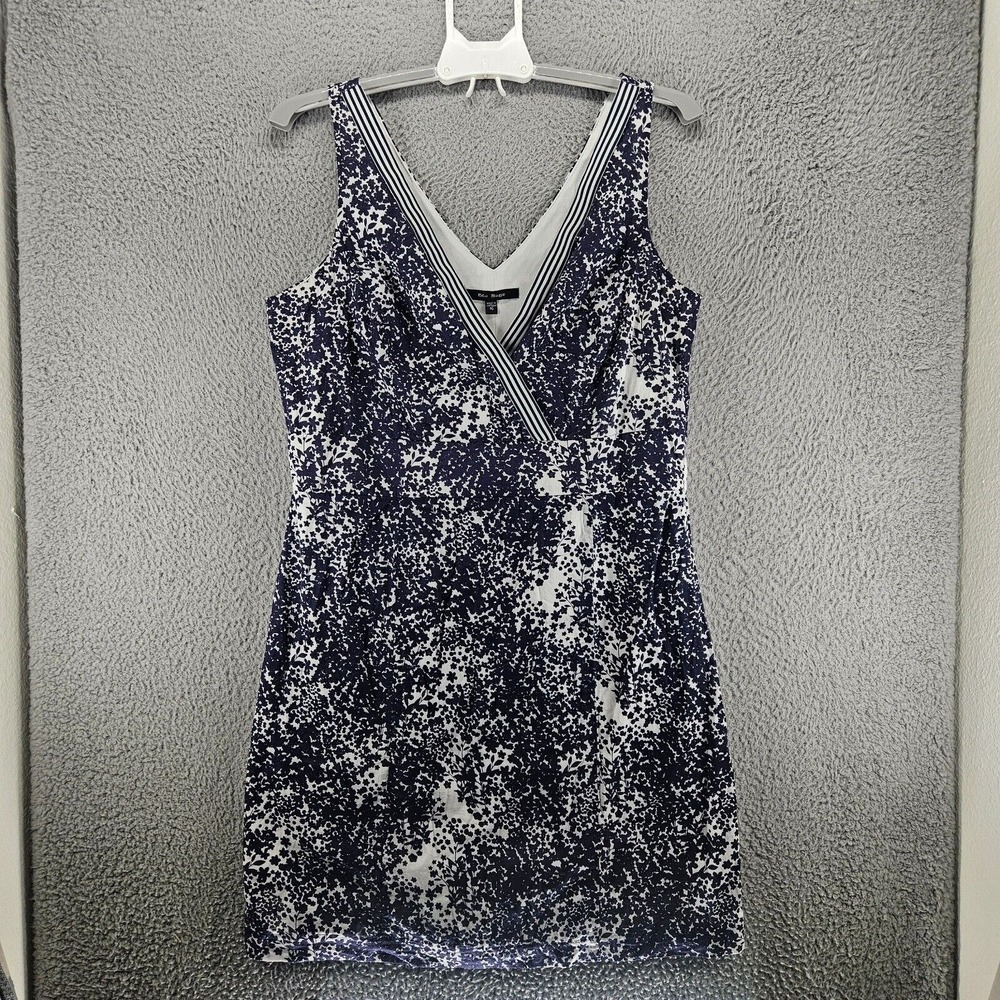 Blu Sage Dress Size 16 Side Zip Floral Print Lined Navy Blue White - 16